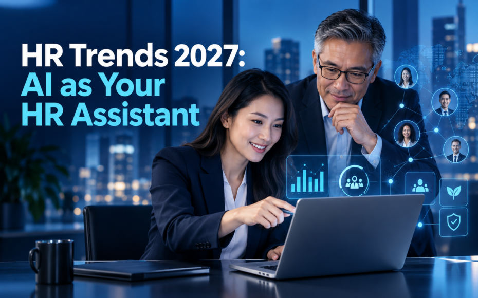 HR leaders and executives using AI to analyze workforce data for HR Trends 2027