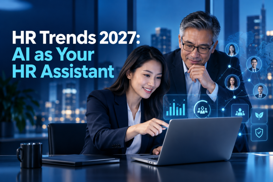 HR leaders and executives using AI to analyze workforce data for HR Trends 2027
